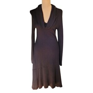Banana Republic Wool Viscose Cowl Neck‎ Midi Sweater Dress Black M SEE PHOTOS